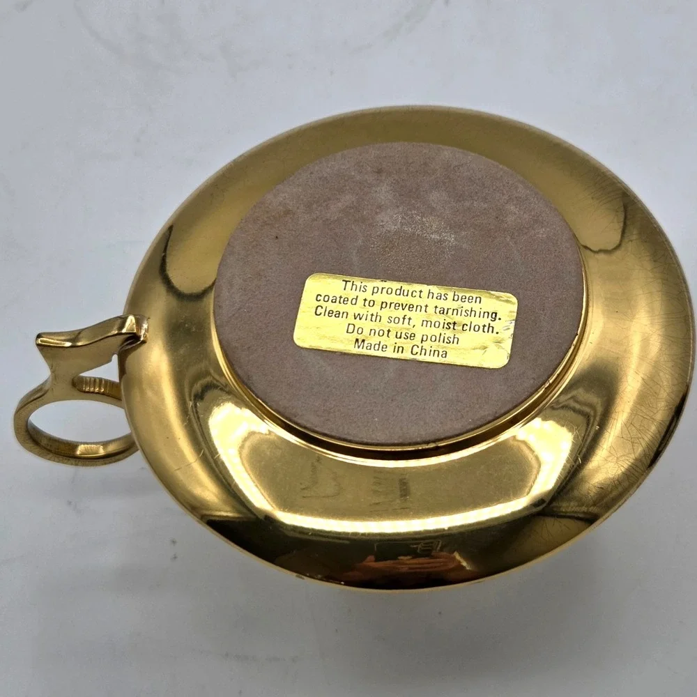 Vintage Solid Brass Chamberstick Candle Holder with Finger Loop Handle 3 inch